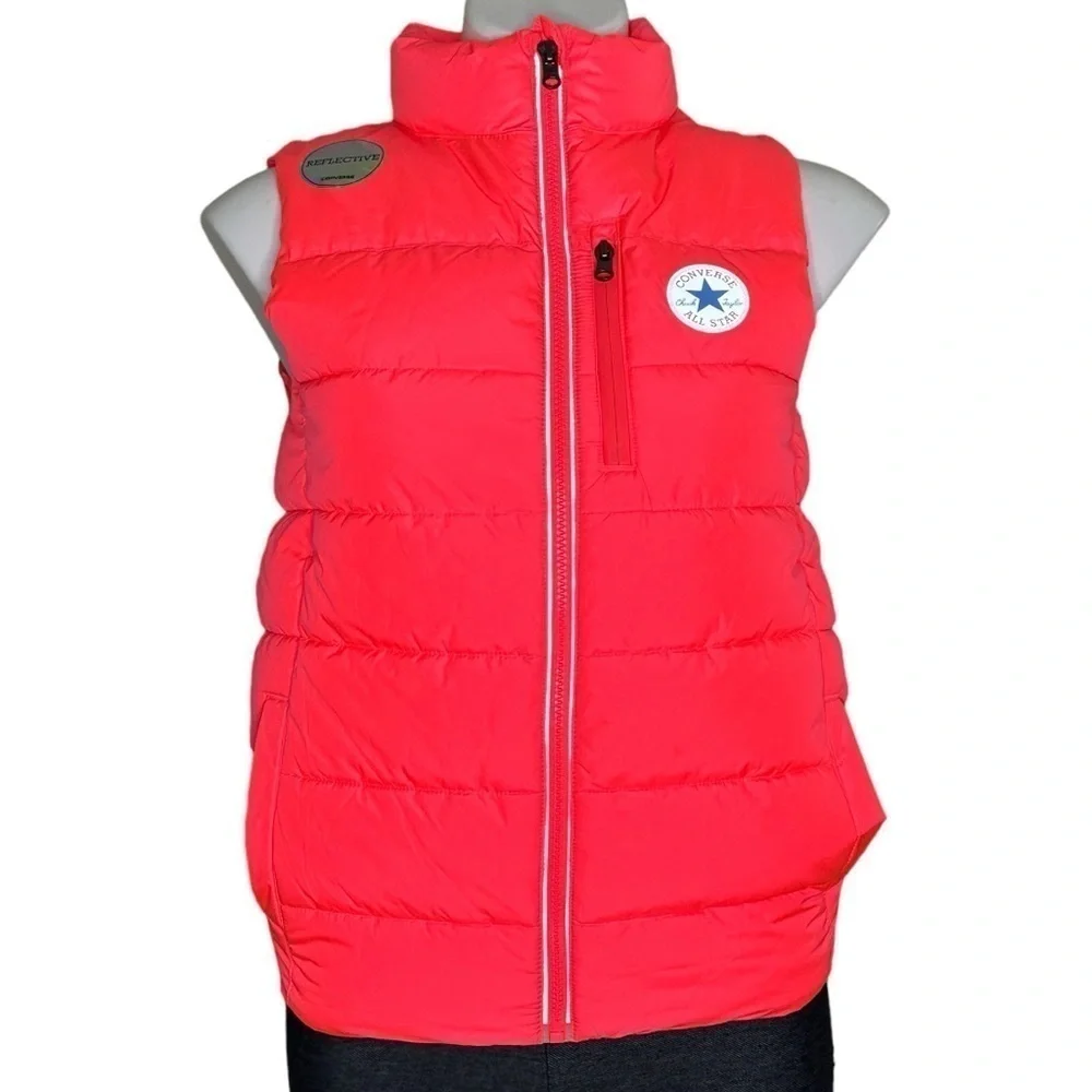 Converse bright pink puffer vest XL